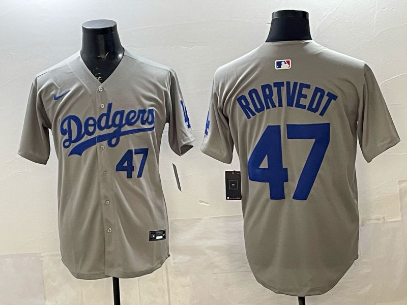 Men 2026 Nike Los Angeles Dodgers #47 Rortvedt Grey Game MLB Jersey 012